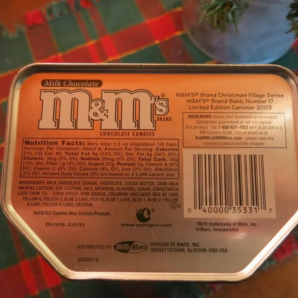 M and M's Christmas Village Series #17  Bank Tin 2003 Limited Edition Empty